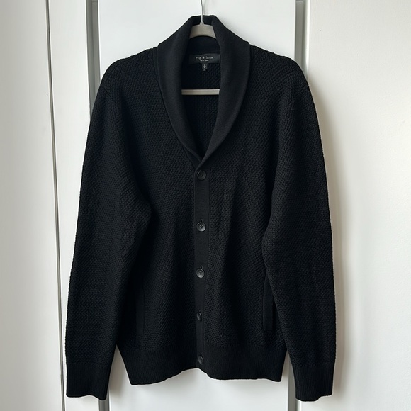rag & bone Men's Black Shawl Collar Cardigan
